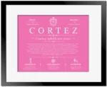 Cortez personalized surname meaning in Pink with Black Matte Frame