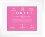 Cortez personalized surname meaning in Pink with White Matte Frame