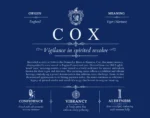 Cox surname meaning and heritage in Deep Blue
