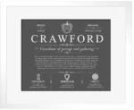 Crawford family name meaning and origin in Gray with White Matte Frame