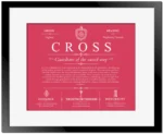 Cross personalized last name meaning in Red with Black Matte Frame