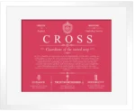 Cross personalized last name meaning in Red with White Matte Frame