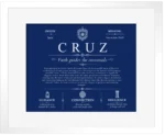 Cruz last name origin and heritage in Deep Blue with White Matte Frame