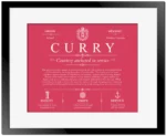 Curry surname origin and history in Red with Black Matte Frame
