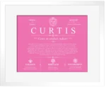 Curtis family name meaning and history in Pink with White Matte Frame Curtis family name meaning and history in Pink with White Matte Frame
