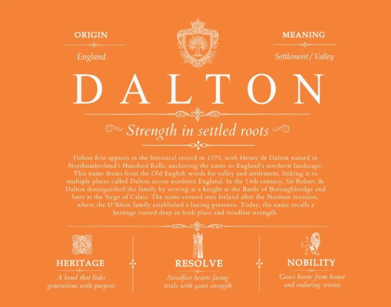 Dalton surname history and heritage in Orange