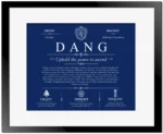 Dang surname meaning and origin in Deep Blue with Black Matte Frame