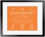 Davenport last name history and origin in Orange with Black Matte Frame