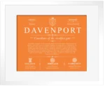 Davenport last name history and origin in Orange with White Matte Frame