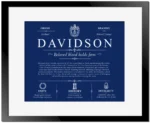 Davidson last name origin and heritage in Deep Blue with Black Matte Frame