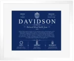Davidson last name origin and heritage in Deep Blue with White Matte Frame