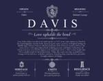 Davis family name meaning and history in Navy Blue