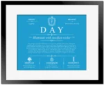 Day surname history and heritage in Blue with Black Matte Frame