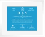 Day surname history and heritage in Blue with White Matte Frame Day surname history and heritage in Blue with White Matte Frame