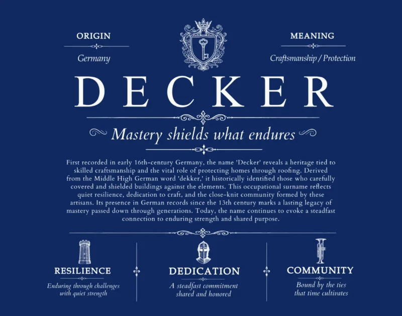 Decker personalized family surname in Deep Blue