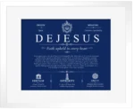 Dejesus family name origin and history in Deep Blue with White Matte Frame Dejesus family name origin and history in Deep Blue with White Matte Frame