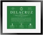 Delacruz personalized family surname in Dark Green with Black Matte Frame
