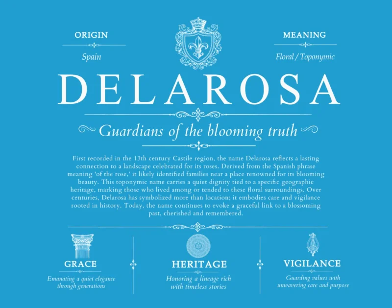 Delarosa last name history and origin in Blue