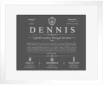 Dennis surname meaning origin and heritage in Gray with White Matte Frame