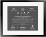 Diaz surname meaning history and origin in Gray with Black Matte Frame