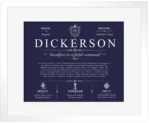 Dickerson family name meaning and origin in Navy Blue with White Matte Frame Dickerson family name meaning and origin in Navy Blue with White Matte Frame