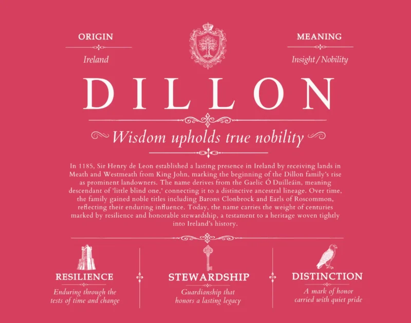 Dillon surname meaning origin and heritage in Red