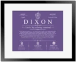 Dixon surname meaning and origin in Purple with Black Matte Frame