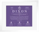 Dixon surname meaning and origin in Purple with White Matte Frame