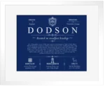 Dodson last name history and origin in Deep Blue with White Matte Frame