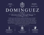 Dominguez surname history and heritage in Navy Blue