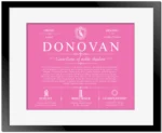 Donovan personalized surname meaning in Pink with Black Matte Frame
