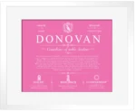 Donovan personalized surname meaning in Pink with White Matte Frame Donovan personalized surname meaning in Pink with White Matte Frame