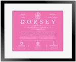 Dorsey surname origin and family heritage in Pink with Black Matte Frame