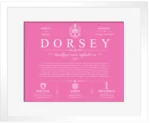 Dorsey surname origin and family heritage in Pink with White Matte Frame
