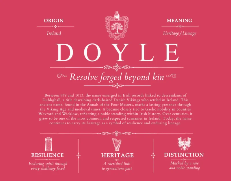 Doyle personalized surname meaning in Red