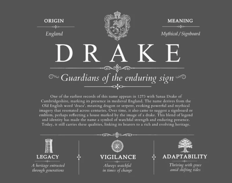 Drake surname history and heritage in Gray