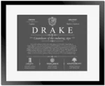 Drake surname history and heritage in Gray with Black Matte Frame