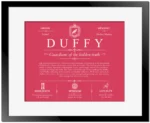 Duffy surname meaning history and origin in Red with Black Matte Frame