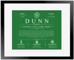 Dunn family name heritage in Dark Green with Black Matte Frame
