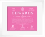 Edwards personalized last name meaning in Pink with White Matte Frame Edwards personalized last name meaning in Pink with White Matte Frame