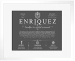 Enriquez surname origin and family heritage in Gray with White Matte Frame