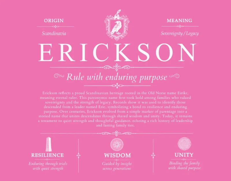 Erickson family name meaning and history in Pink