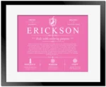 Erickson family name meaning and history in Pink with Black Matte Frame