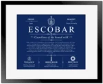 Escobar last name history and origin in Deep Blue with Black Matte Frame
