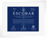 Escobar last name history and origin in Deep Blue with White Matte Frame Escobar last name history and origin in Deep Blue with White Matte Frame