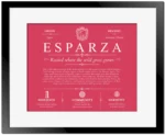 Esparza surname meaning and origin in Red with Black Matte Frame
