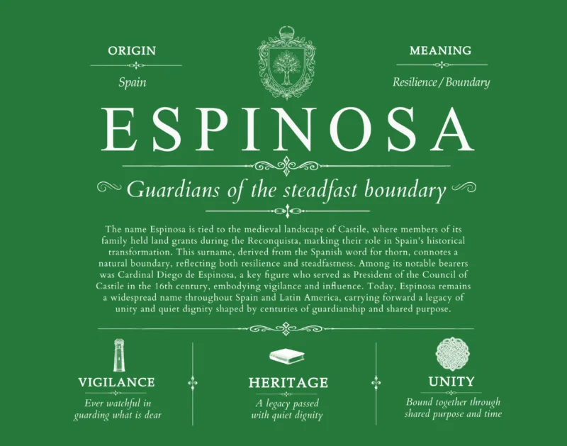 Espinosa surname origin and history in Dark Green