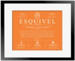 Esquivel personalized family surname in Orange with Black Matte Frame