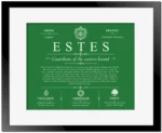Estes surname meaning origin and heritage in Dark Green with Black Matte Frame
