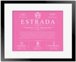Estrada last name meaning and origin in Pink with Black Matte Frame